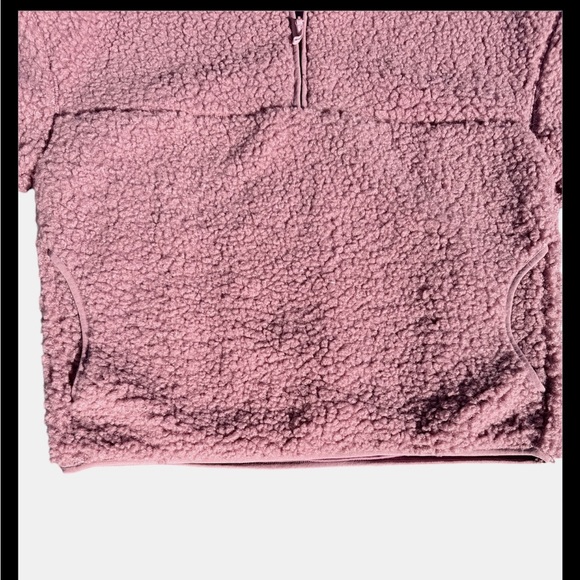 BDG Urban Outfitters Yosemite Pink Fleece Quarter Zip Pullover Small Faux Fur - Picture 3 of 12
